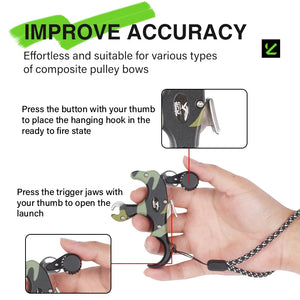 Tan SPG Compound Bow Thumb Release – Adjustable 3 &amp; 4 Finger Camouflage Archery Accessory SPG