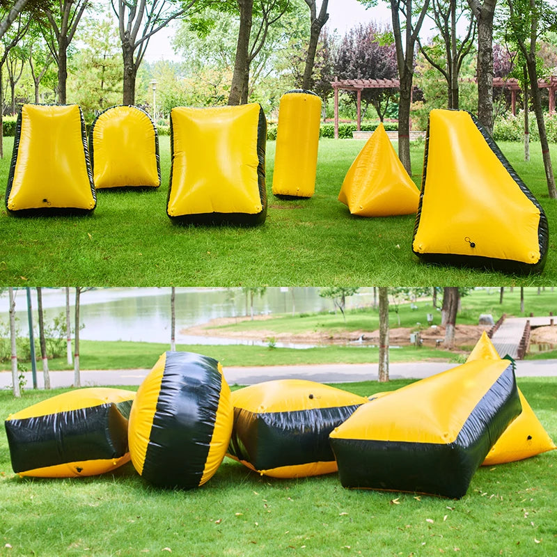 Yellow Green SPG Inflatable Bunkers – PVC Barriers for Archery Tag, Paintball &amp; Outdoor Combat Games (Multiple Shapes) SPG
