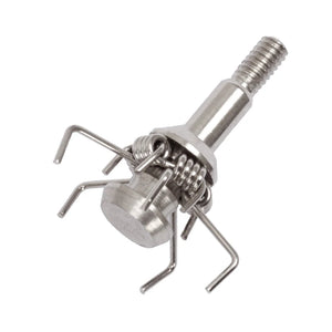 Dark Gray SPG Judo Point Arrow Tip (Five-Claw, Flat Head) — Stainless Steel, ~100 Grain SPG