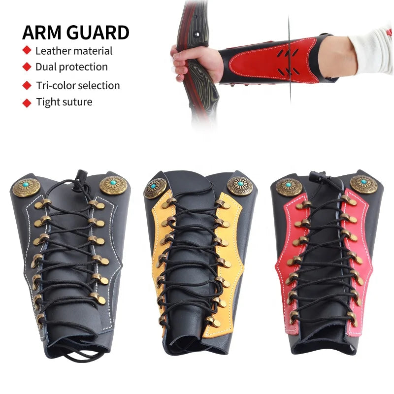 Dark Slate Gray SPG Leather Archery Arm Guard – Adjustable Forearm Protector for Recurve &amp; Compound Bows | Black, Red, Brown SPG