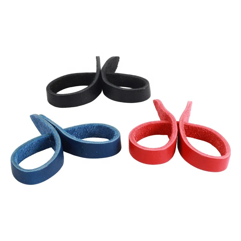 SPG Leather Bow Wrist Strap – Self-Locking Adjustable Recurve Bow Sling (Black/Red/Blue)