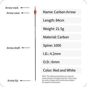 White Smoke SPG 4.2mm Pure Carbon Arrows – Slim ID Shaft for Recurve &amp; Compound (84&nbsp;cm) SPG