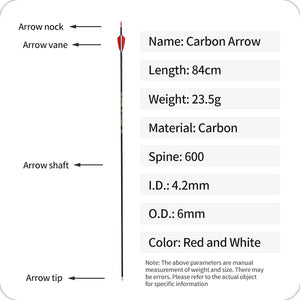 White Smoke SPG 4.2mm Pure Carbon Arrows – Slim ID Shaft for Recurve &amp; Compound (84&nbsp;cm) SPG