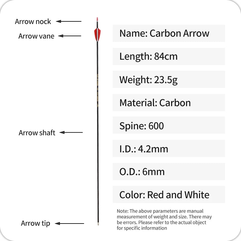 White Smoke SPG 4.2mm Pure Carbon Arrows – Slim ID Shaft for Recurve &amp; Compound (84&nbsp;cm) SPG