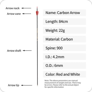 White Smoke SPG 4.2mm Pure Carbon Arrows – Slim ID Shaft for Recurve &amp; Compound (84&nbsp;cm) SPG