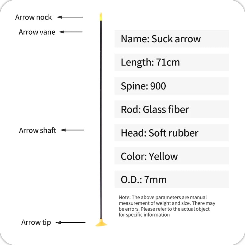 White Smoke SPG 71cm Glass Fiber Sucker Arrows – Safe Rubber Suction Cup Practice Arrows SPG