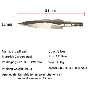 Light Gray SPG Broadhead Arrow Tips 170 Grain – Carbon Steel Screw-in Arrowheads (3-Pack) for Recurve &amp; Compound Bows – Silver SPG