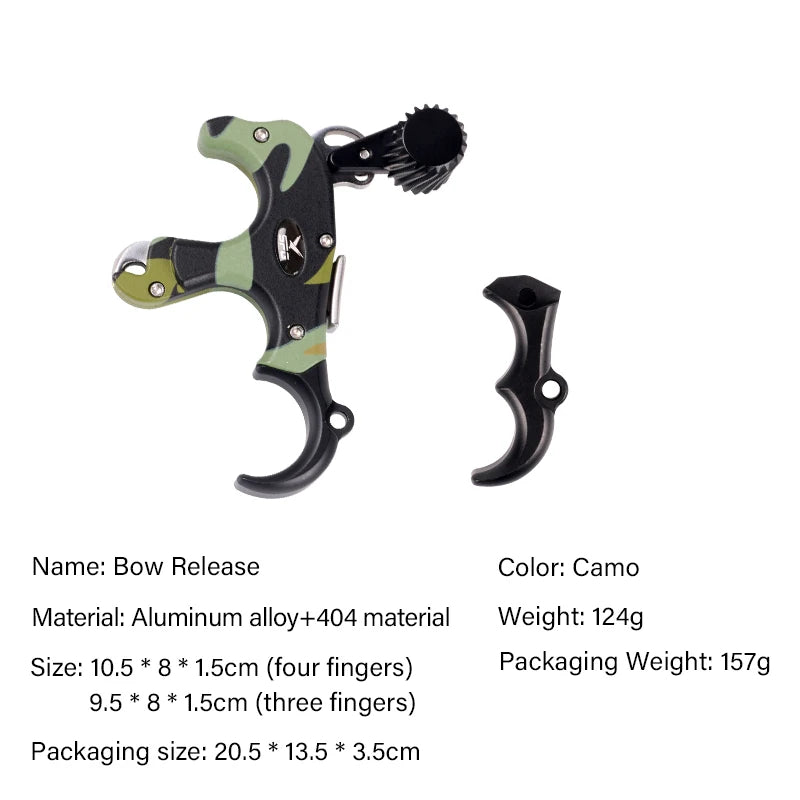Light Gray SPG Compound Bow Thumb Release – Adjustable 3 &amp; 4 Finger Camouflage Archery Accessory SPG
