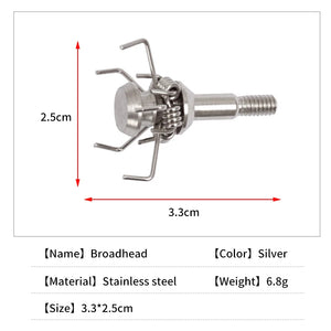Gray SPG Judo Point Arrow Tip (Five-Claw, Flat Head) — Stainless Steel, ~100 Grain SPG