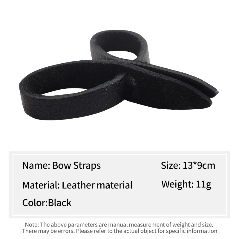 SPG Leather Bow Wrist Strap – Self-Locking Adjustable Recurve Bow Sling (Black/Red/Blue)