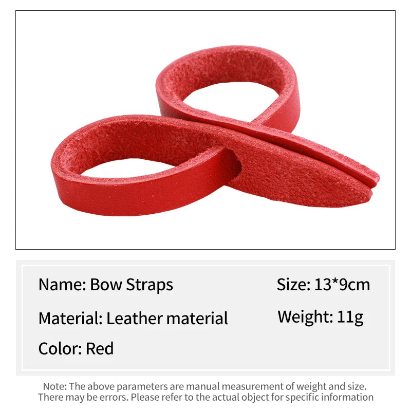 SPG Leather Bow Wrist Strap – Self-Locking Adjustable Recurve Bow Sling (Black/Red/Blue)