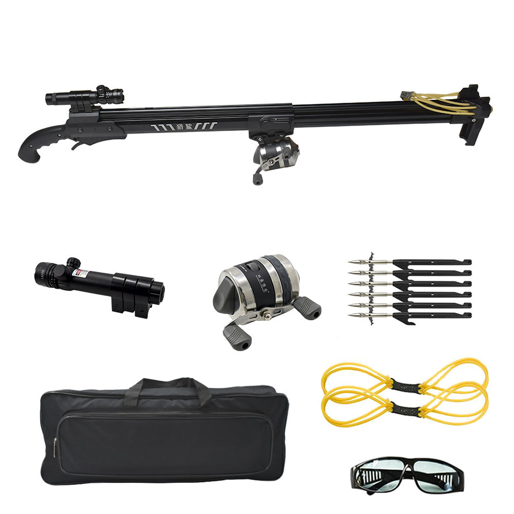 White Smoke ShoreMaster Long-Range Fishing Slingshot Rifle with Reel Kit & Laser Guidance INDIAN SLINGSHOT