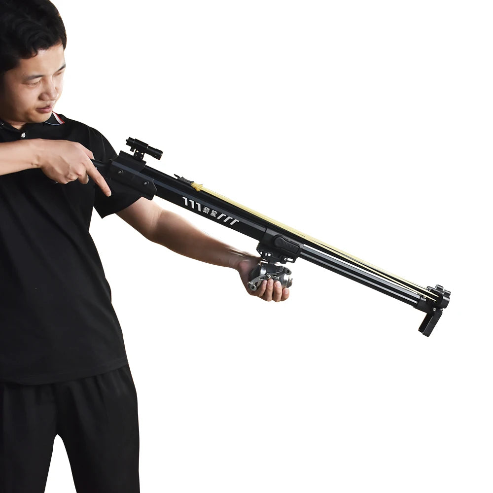 White Smoke ShoreMaster Long-Range Fishing Slingshot Rifle with Reel Kit & Laser Guidance INDIAN SLINGSHOT