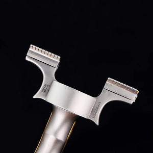 Black PHANTOM X-PRO | Silver Gold Arc 630 Stainless Steel Dragon Teeth Flat Band Slingshot – Aluminum Handle, Lightweight Ergonomic Design INDIAN SLINGSHOT