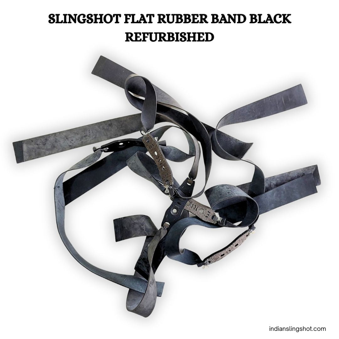 White Smoke Slingshot Flat Rubber Band Refurbished (Black)  – 5 & 10 Pcs Pack MARKSMAN