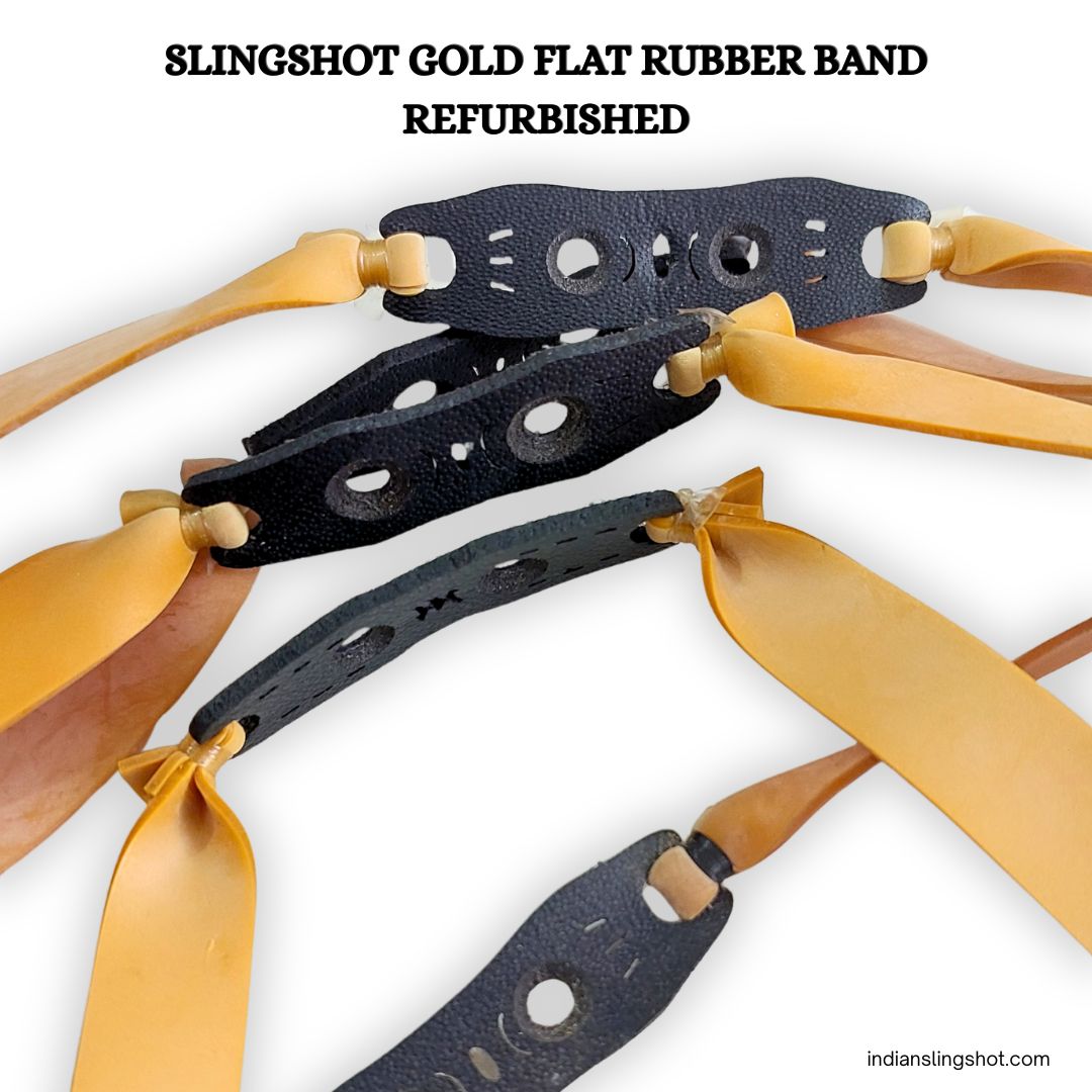 White Smoke Slingshot Gold Flat Rubber Band Refurbished – 5 & 10 Pcs Pack MARKSMAN