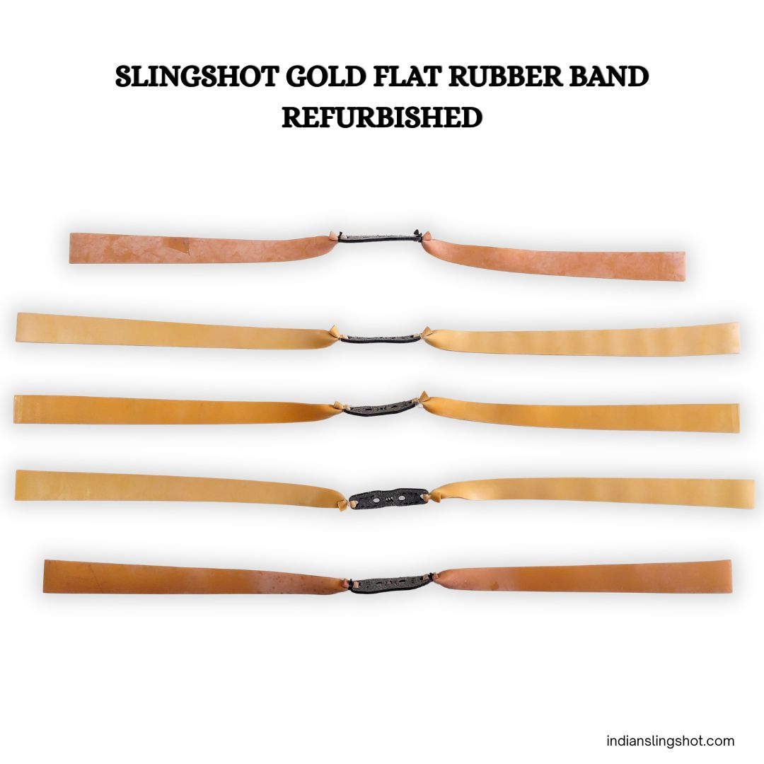 White Smoke Slingshot Gold Flat Rubber Band Refurbished – 5 & 10 Pcs Pack MARKSMAN