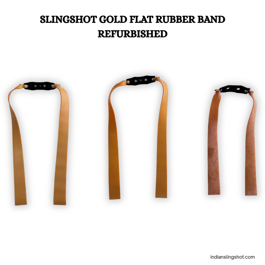 White Smoke Slingshot Gold Flat Rubber Band Refurbished – 5 & 10 Pcs Pack MARKSMAN