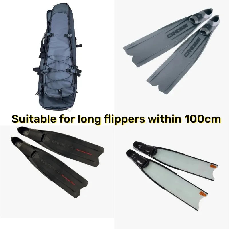 White Smoke Waterproof Spearfishing Long Flipper Backpack – Foldable Dry Bag with Double Shoulder Straps for Freediving Fins, Surfing & Diving Gear INDIAN SLINGSHOT