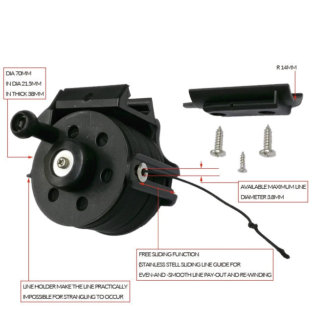 White Smoke Speargun Reel with Nylon Fiber Line – Durable Spearfishing Reel System INDIAN SLINGSHOT