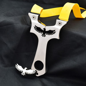 Black Steel Eagle Pro Stainless Steel Slingshot – Precision Crafted Silver Frame INDIAN SLINGSHOT