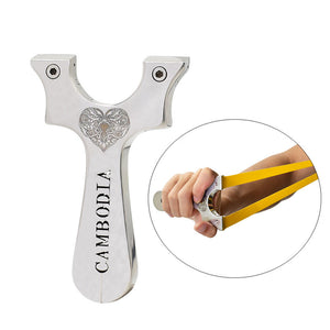 Light Gray SteelHeart Cambodia Stainless Steel Slingshot MARKSMAN