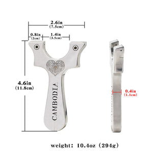Light Gray SteelHeart Cambodia Stainless Steel Slingshot MARKSMAN