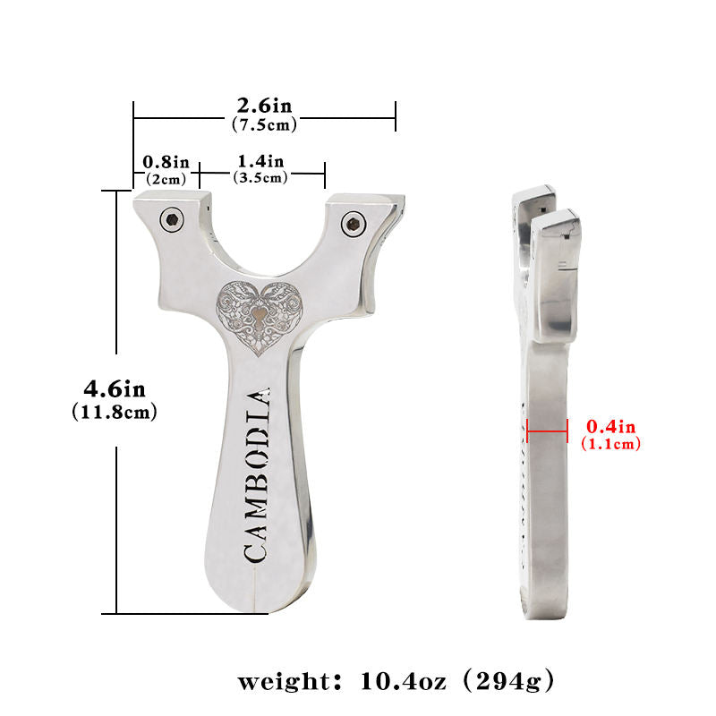 Light Gray SteelHeart Cambodia Stainless Steel Slingshot MARKSMAN