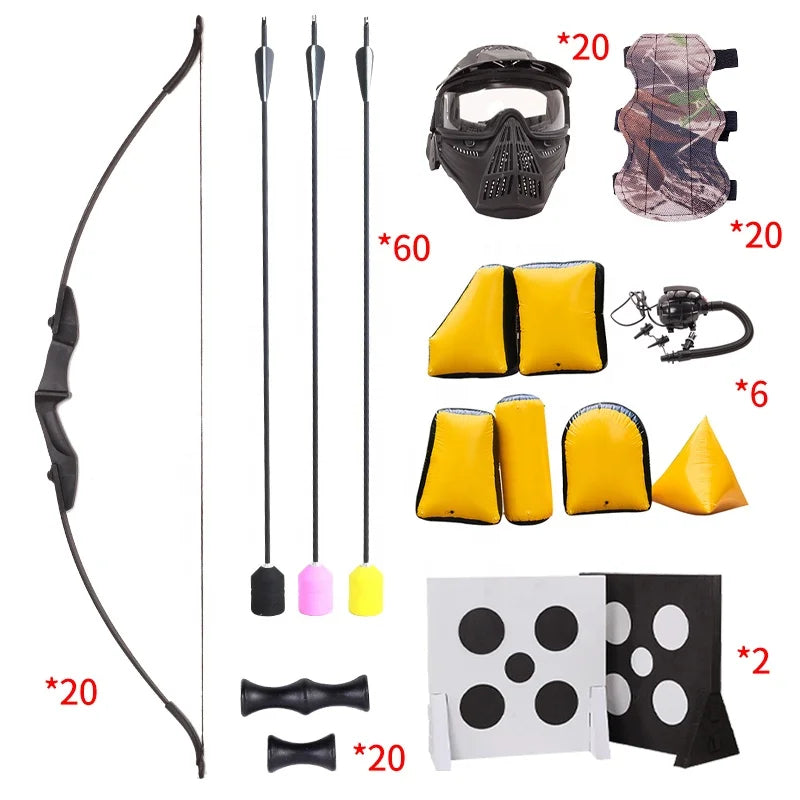 White Smoke SPG Straight Bow Set | 20-Person Archery Tag Kit for Outdoor Games SPG