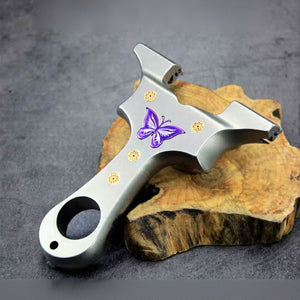 Dim Gray TC4 Titanium Alloy Dragon Tooth Butterfly Slingshot INDIAN SLINGSHOT