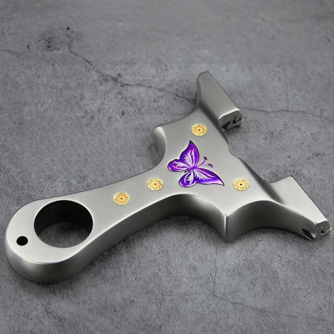 Light Slate Gray TC4 Titanium Alloy Dragon Tooth Butterfly Slingshot INDIAN SLINGSHOT