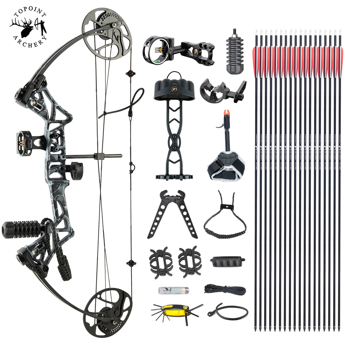 White Smoke TOPOINT M1 Compound Bow and Arrow Package Topoint