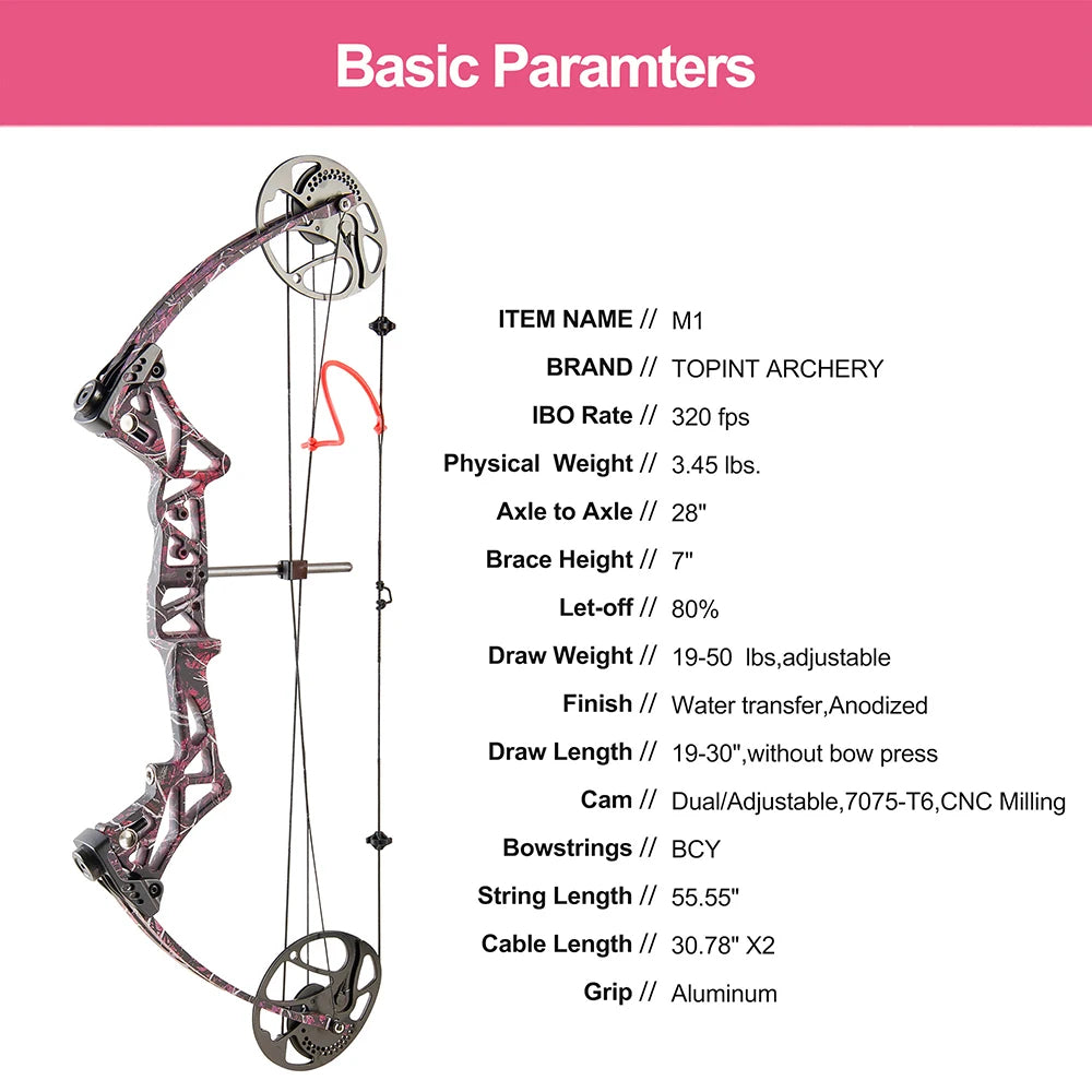 White Smoke TOPOINT M1 Women’s Compound Bow and Arrow Package Topoint