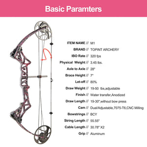 White Smoke TOPOINT M1 Women’s Compound Bow and Arrow Package Topoint