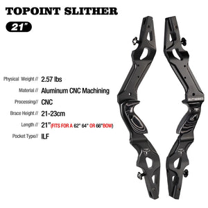 White Smoke TOPOINT Slither 21 Inch ILF Recurve Bow Riser Topoint