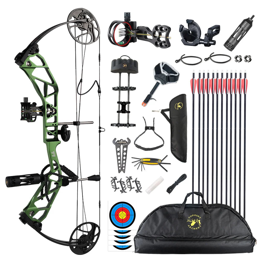 White Smoke TOPOINT T1 Compound Bow Deluxe Package with 12 Arrows Topoint