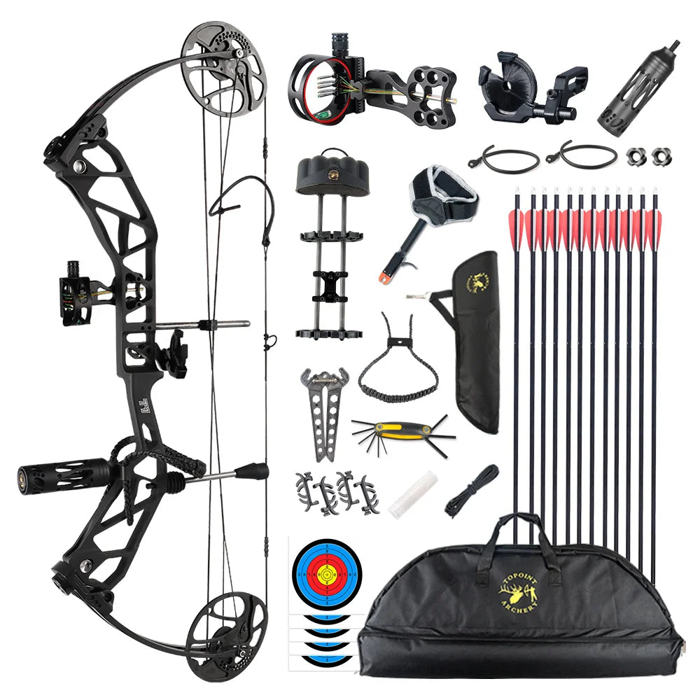 White Smoke TOPOINT T1 Compound Bow Deluxe Package with 12 Arrows Topoint