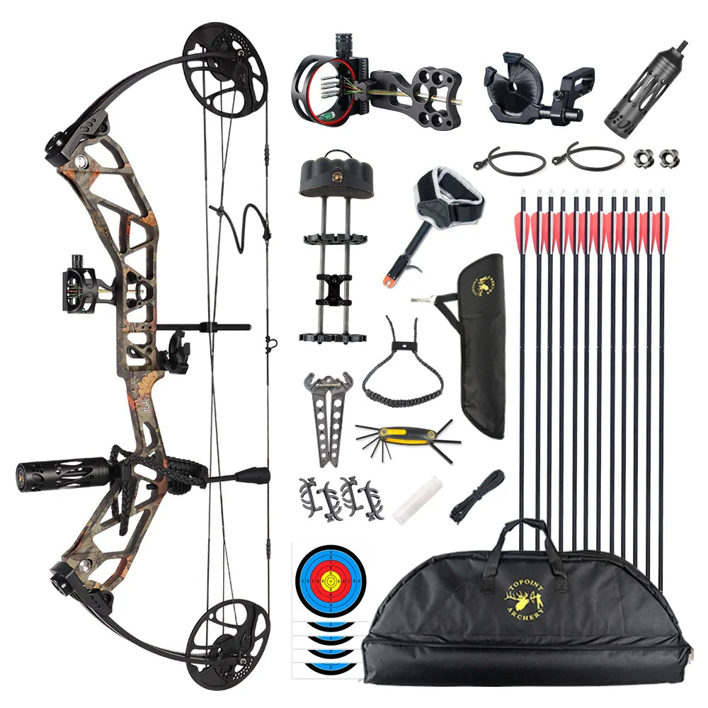 White Smoke TOPOINT T1 Compound Bow Deluxe Package with 12 Arrows Topoint