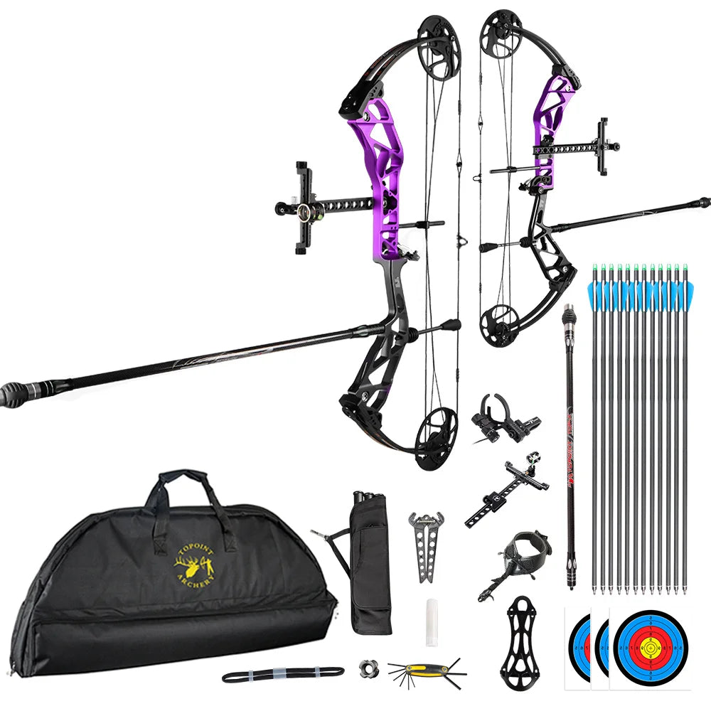 White Smoke TOPOINT T1 Target Compound Bow Competition Package with 12 Arrows Topoint