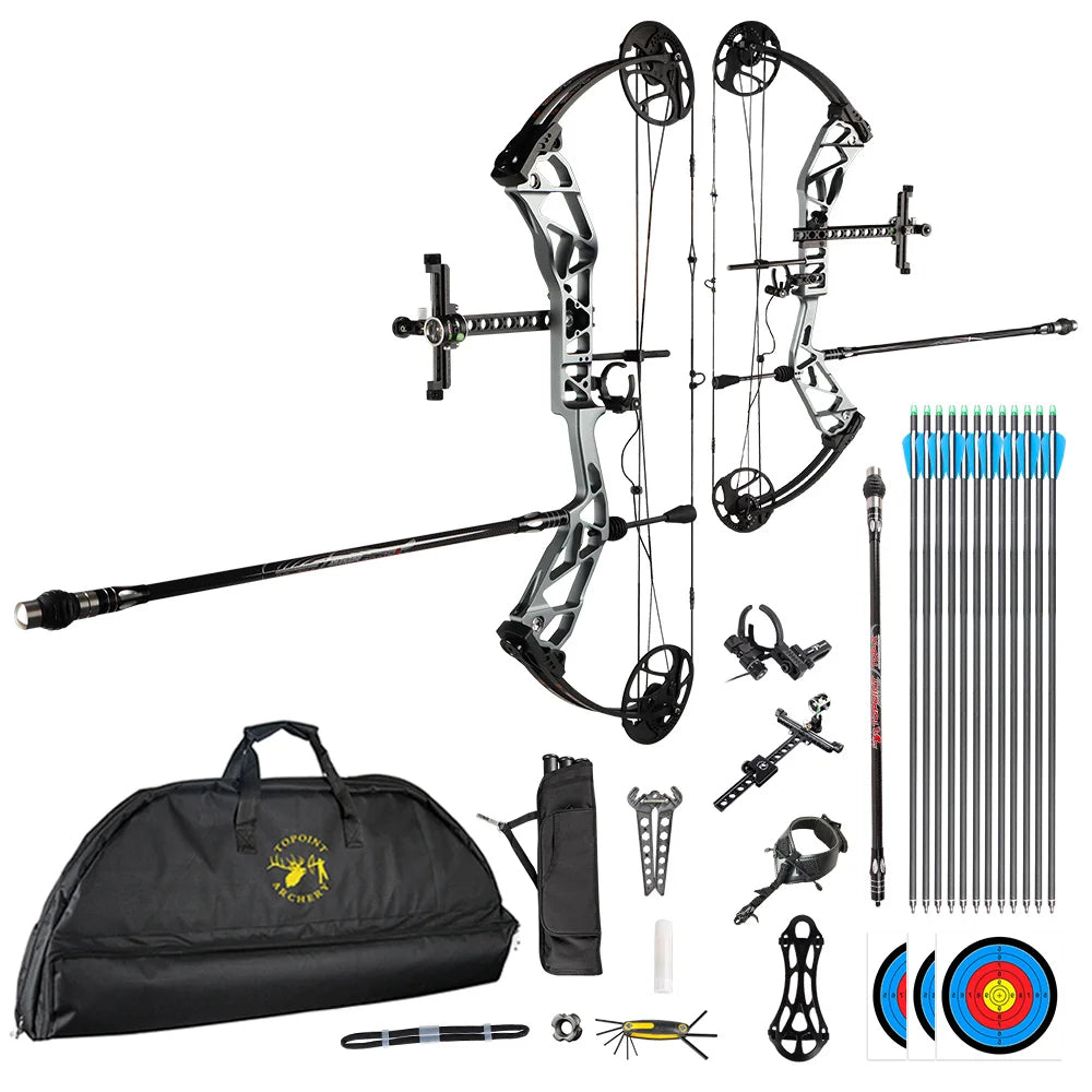 White Smoke TOPOINT T1 Target Compound Bow Competition Package with 12 Arrows Topoint