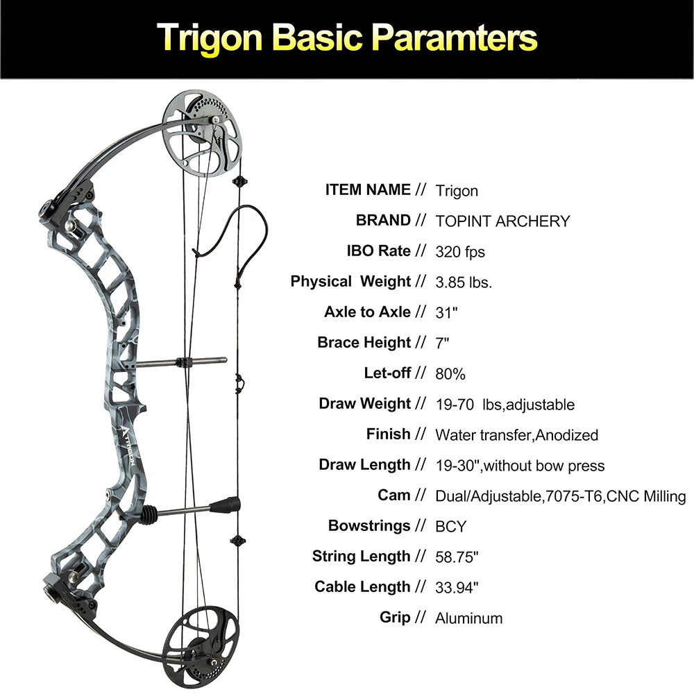 White Smoke TOPOINT Trigon Compound Bow and Arrow Package Topoint