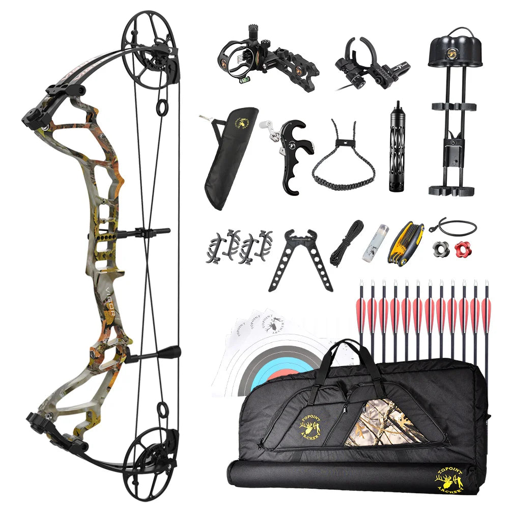 White Smoke TOPOINT VIGOR Deluxe Compound Bow Package – Complete Archery Kit Topoint