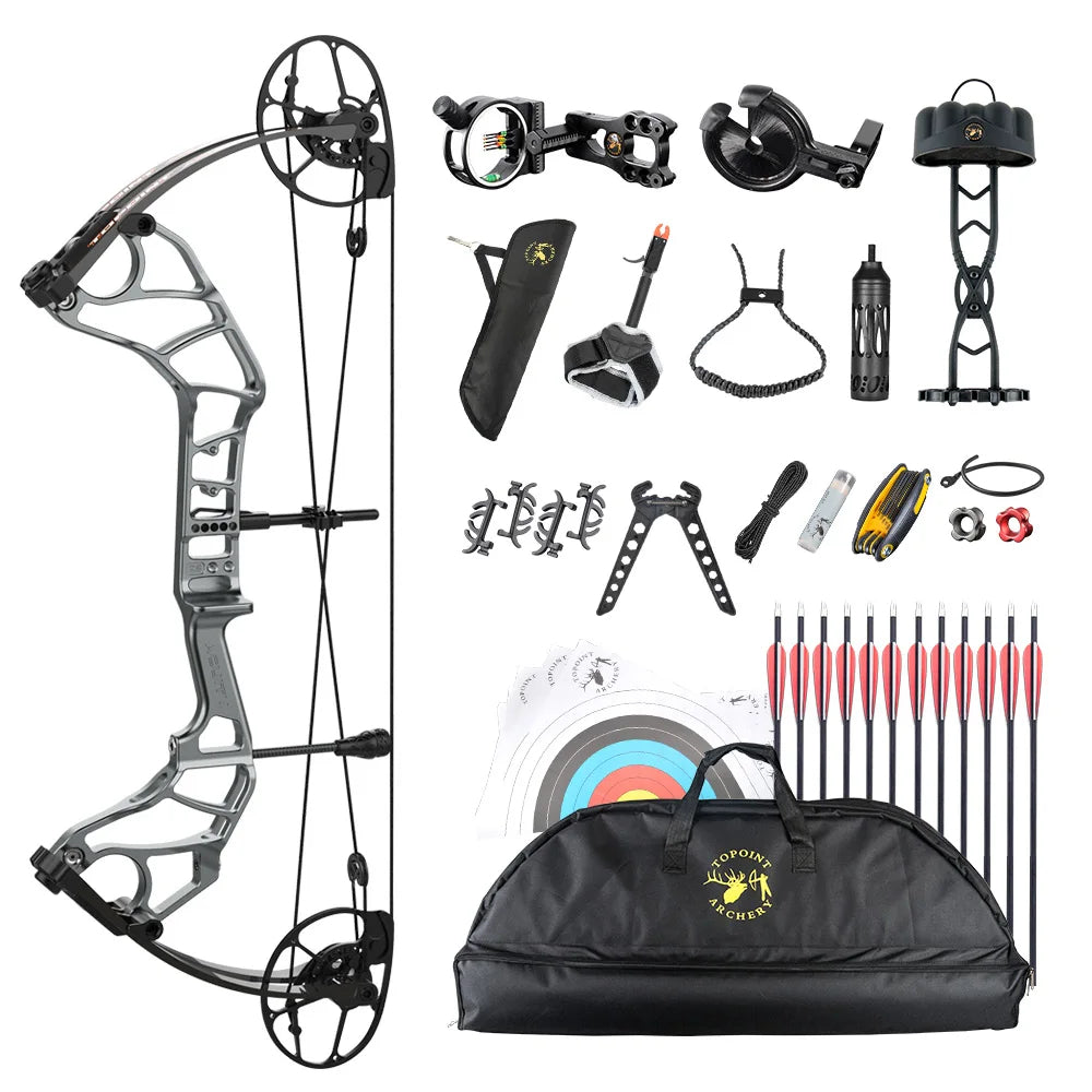 White Smoke TOPOINT Acuity 28 Compound Bow Package – CNC Aluminum Riser with Accessories Topoint