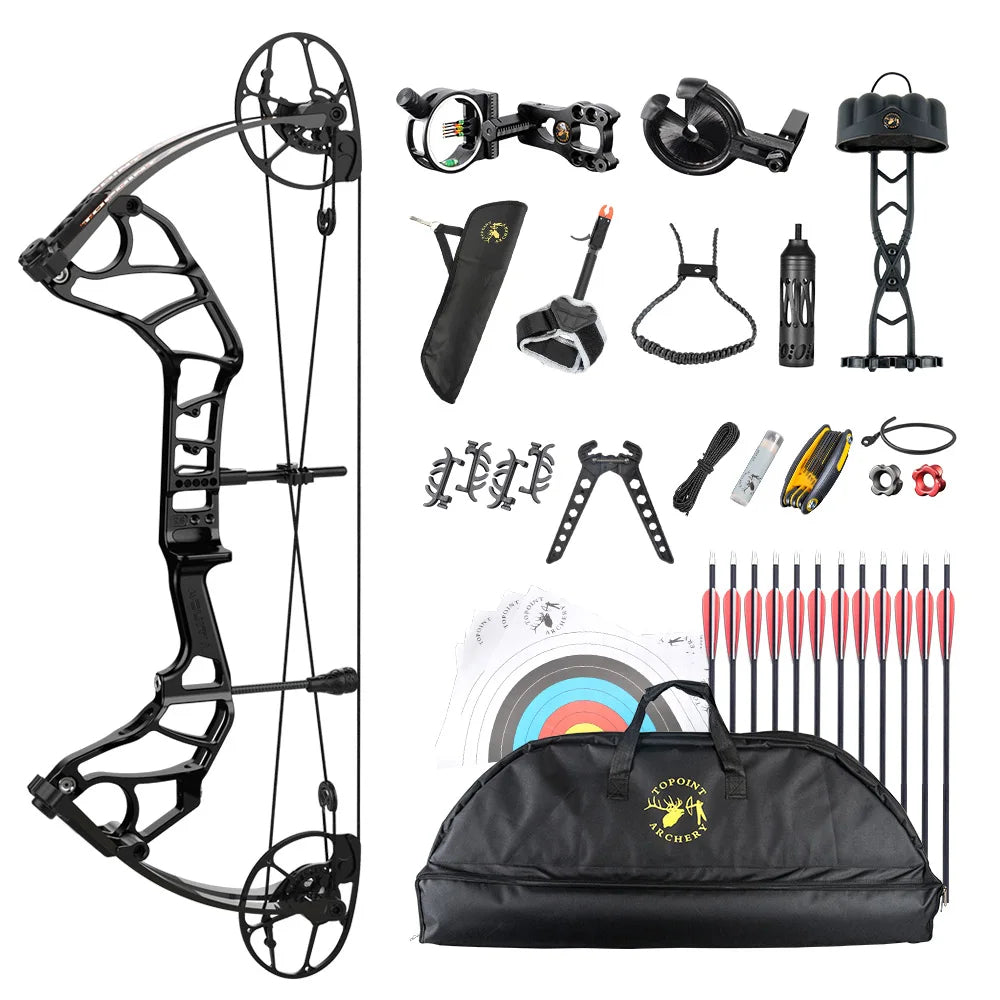White Smoke TOPOINT Acuity 28 Compound Bow Package – CNC Aluminum Riser with Accessories Topoint