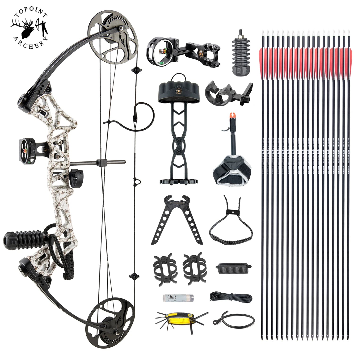 White Smoke TOPOINT M1 Compound Bow and Arrow Package Topoint