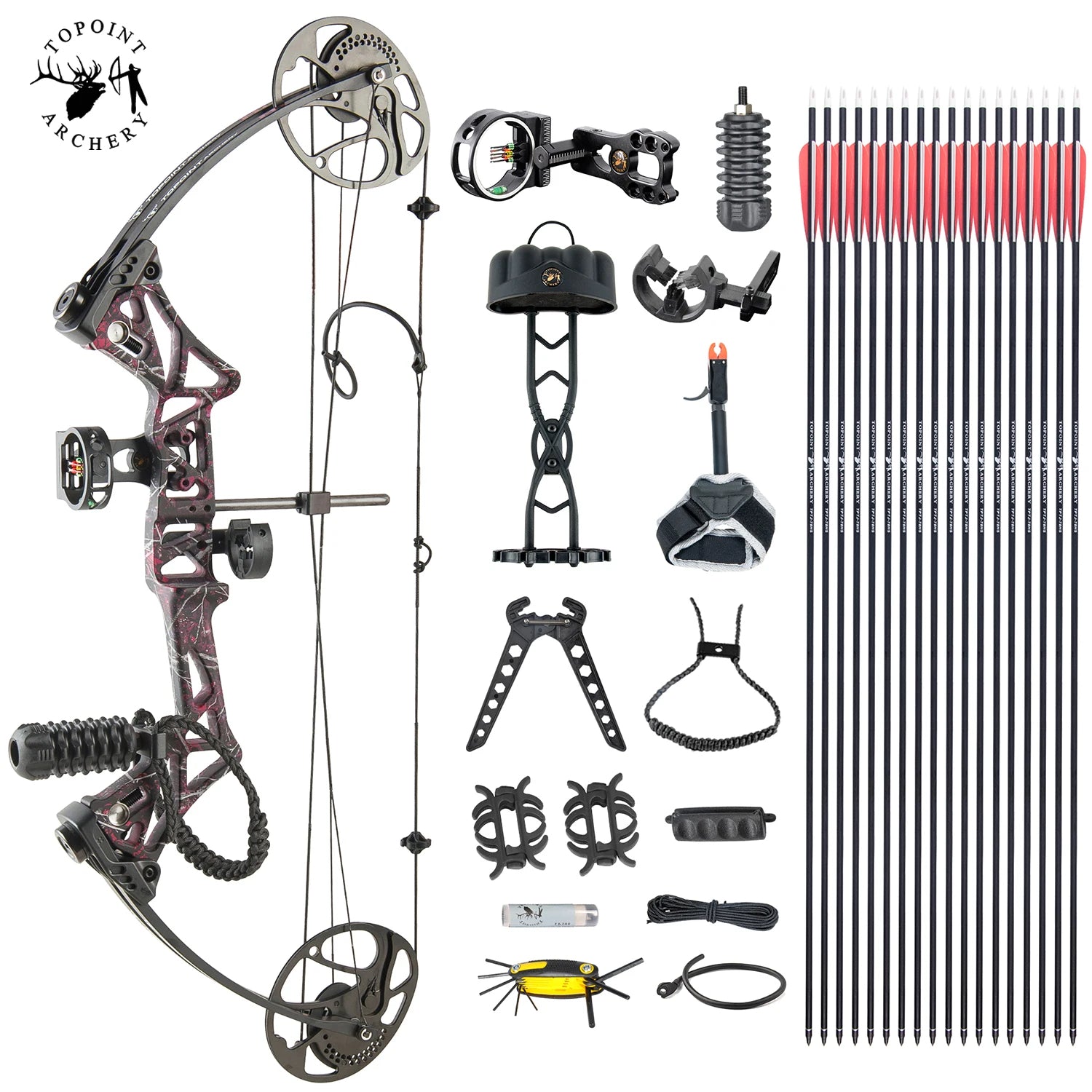 White Smoke TOPOINT M1 Compound Bow and Arrow Package Topoint