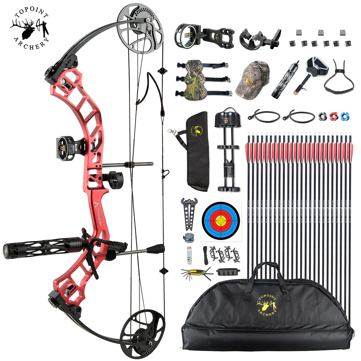 White Smoke TOPOINT Trigon Compound Bow and Arrow Package Topoint