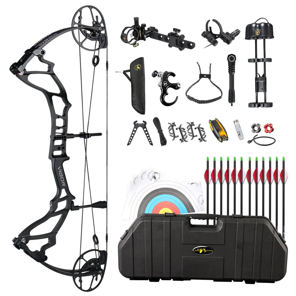 White Smoke TOPOINT VIGOR Compound Bow Luxury Package – Complete Archery Kit Topoint