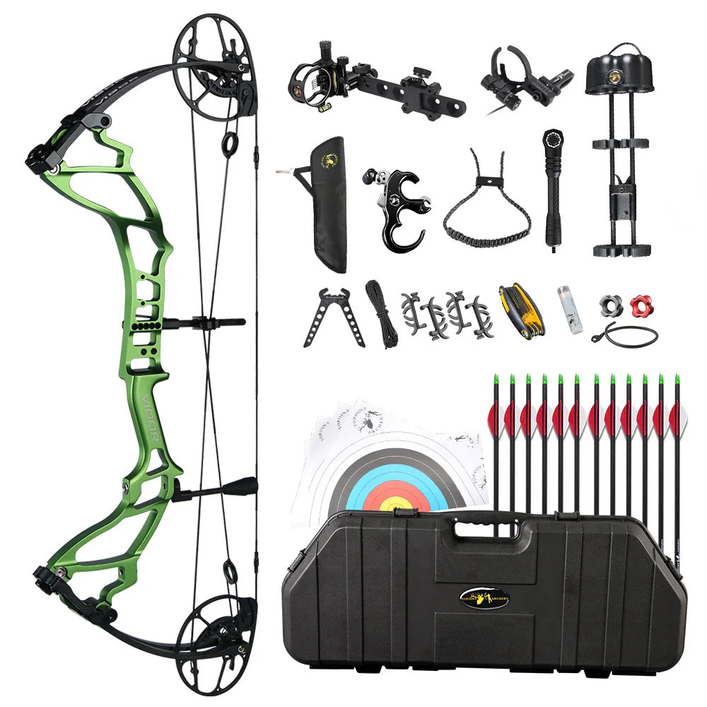 White Smoke TOPOINT VIGOR Compound Bow Luxury Package – Complete Archery Kit Topoint