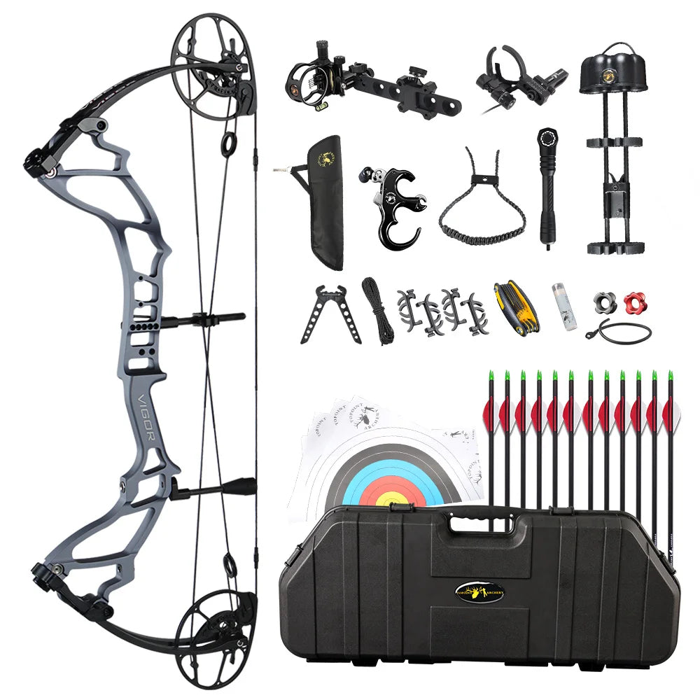 White Smoke TOPOINT VIGOR Compound Bow Luxury Package – Complete Archery Kit Topoint